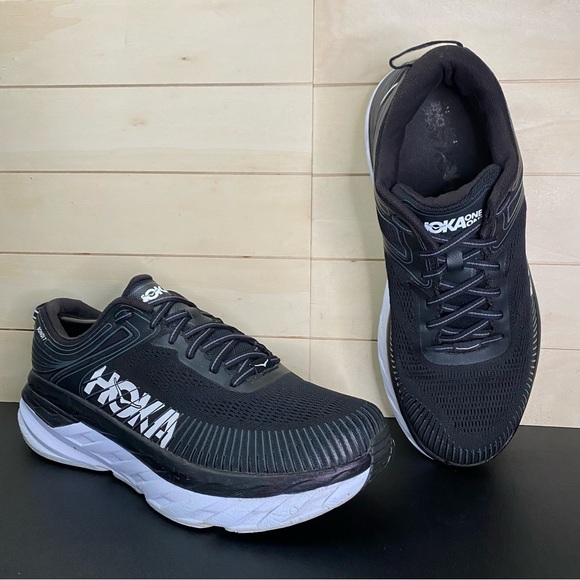 Hoka Bondi 7 Black White Men's Size 10.5 2E Running Shoes Wide 1110530 BWHT - Picture 11 of 11